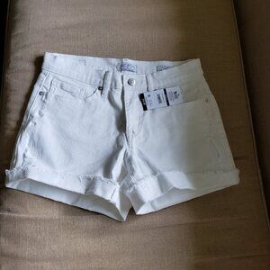 Sofia Vergara Women's Lila Mid Rise Destructed White Denim Short